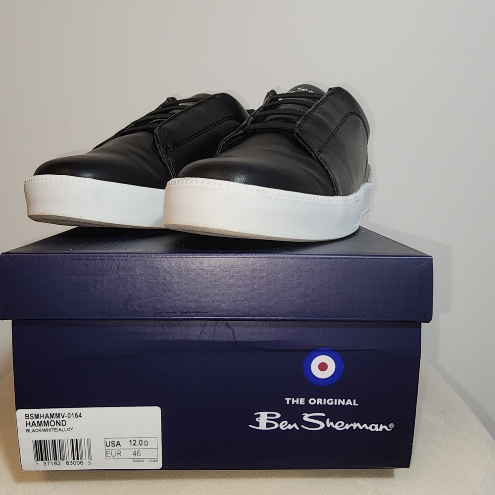 Ben Sherman Men’s Black Leather Low-Top Sneakers